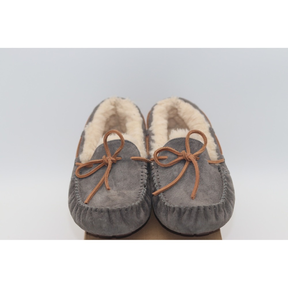 UGG Dakota Pewter Suede Moccasin Slippers Grey Wool Lined 5612 Womens 8 - Picture 2 of 10